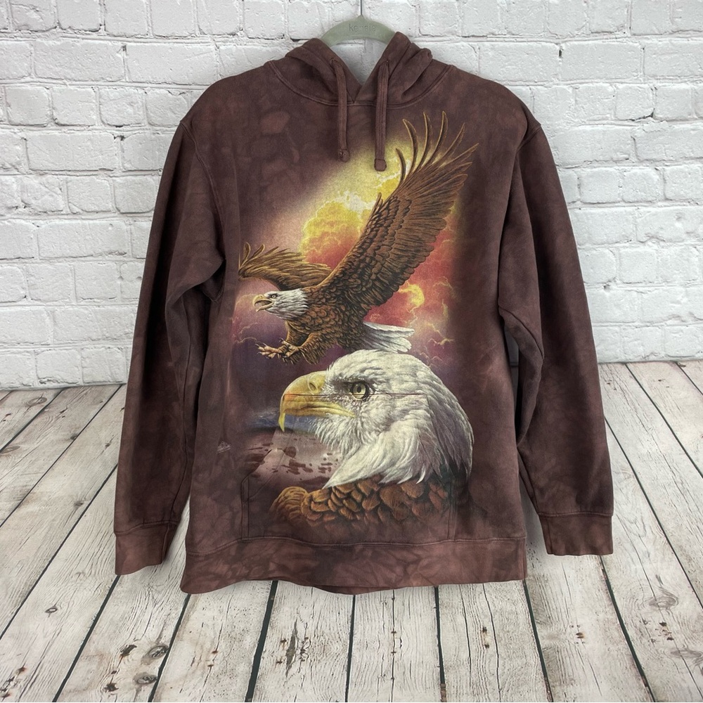 The Mountain Eagles Hooded Pullover Sweatshirt Size Small Graphic Print EUC